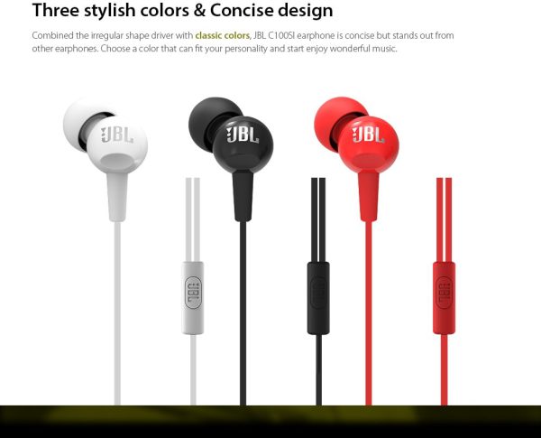 JBL C100SI In-Ear Headphones with Mic (Black) - Image 3