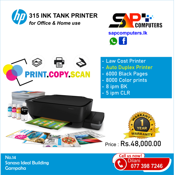 HP Ink Tank DeskJet 315 All-In-One (Printer/Scan/Copy)
