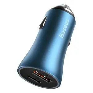Baseus Golden Contactor Pro Fast USB Car Charger Type C / USB 40 W Power Delivery 3.0 Quick Charge 4+ SCP FCP AFC blue