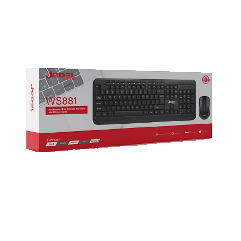 Jedel WS881 Wireless Office Membrane Keyboard – Black